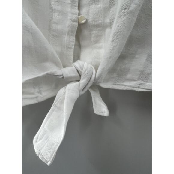 Rails Women's Short Sleeve Thea Powder Neck Blouse Cropped White Size Small - Picture 7 of 8
